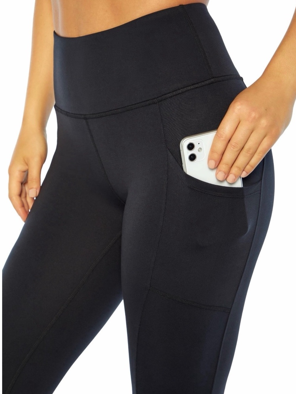 High Waisted Black Leggings With Hip Pockets Sz Lg